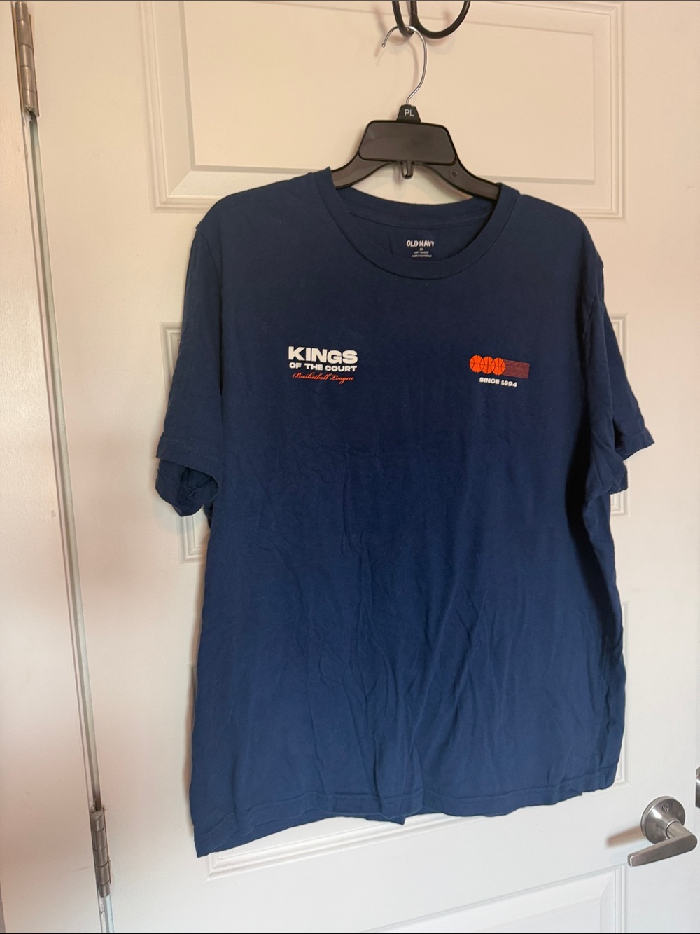 Old Navy Men’s Navy Short-Sleeve Graphic Tee with Orange Accent